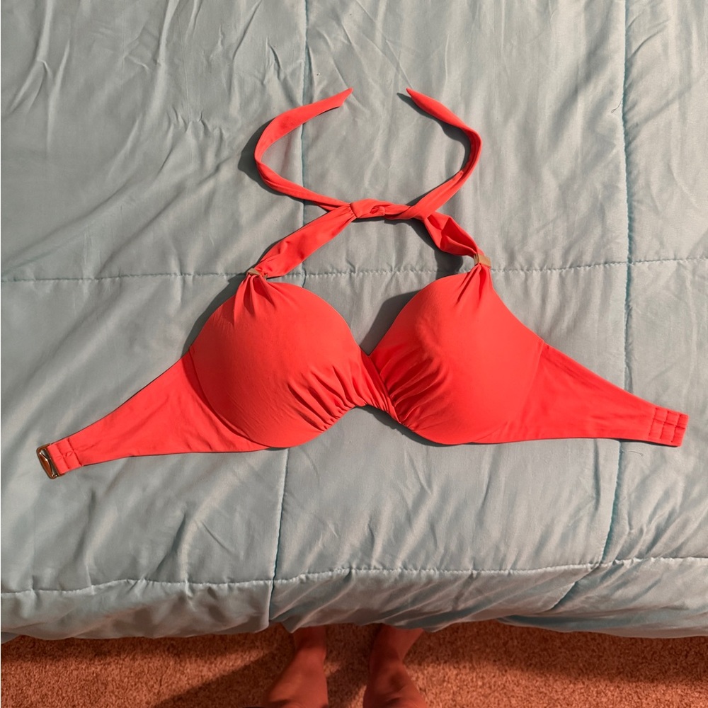 Victoria's Secret Coral Bikini Top- 34 DDD